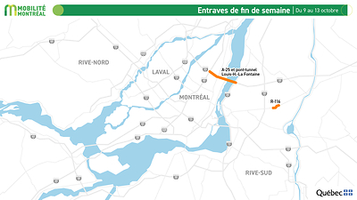 Planifier ses déplacements sur le réseau autoroutier : entraves majeures durant la longue la fin de semaine de l'Action de grâce, du 9 au 13 octobre
