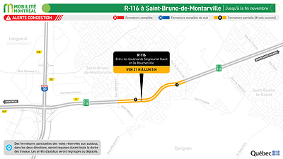 R-116 à Saint-Bruno-de-Montarville, jusqu’à la fin novembre R-116 à Saint-Bruno-de-Montarville, jusqu’à la fin novembre
