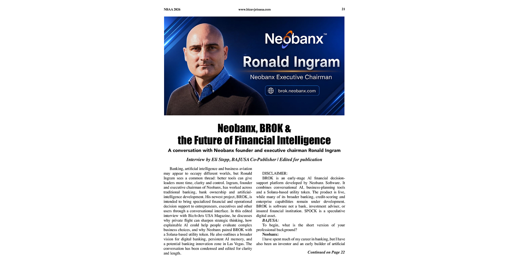 Neobanx Launches Ingram Mercantile for Aviation Industry Veteran