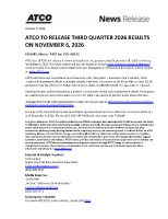 ATCO TO RELEASE THIRD QUARTER 2026 RESULTS ON NOVEMBER 6, 2026