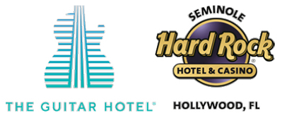 The Guitar Hotel and Seminole Hard Rock Hotel & Casino Hollywood logos