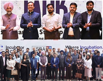 Rajya Sabha MP Satnam Singh Sandhu along with MP Lok Sabha Naveen Jindal, & investors from all over India during the launch of Campus Tank season 2 at Gharuan campus 