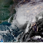 Hurricane Isaias approaching the Florida Panhandle on Oct. 9, 2026, hours before landfall near Destin. Image: NOAA/NESDIS/STAR, GOES-19.