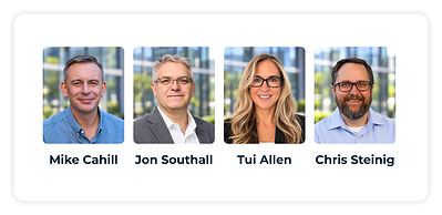 Pictured L-R: Mike Cahill, EVP and Chief Operating Officer; Jon Southall, SVP and Chief Technology Officer; Tui Allen, SVP and Chief Product Officer; and Chris Steinig, Chief Information Officer. Pictured L-R: Mike Cahill, EVP and Chief Operating Officer; Jon Southall, SVP and Chief Technology Officer; Tui Allen, SVP and Chief Product Officer; and Chris Steinig, Chief Information Officer.