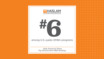 UT Haslam’s Executive MBA Places No. 6 Among Public Universities in Major International Ranking