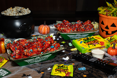 Created by Wingstop’s Flavor Experts, SOUR PATCH KIDS Wicked Punch features a mischievous SOUR THEN SWEET REDBERRY glaze finished with SOUR PATCH KIDS Bitz for a wickedly fun twist.