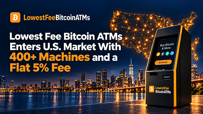 Lowest Fee Bitcoin ATMs Enters U.S. Market With 400+ Machines and a Flat 5% Fee Lowest Fee Bitcoin ATMs Enters U.S. Market With 400+ Machines and a Flat 5% Fee