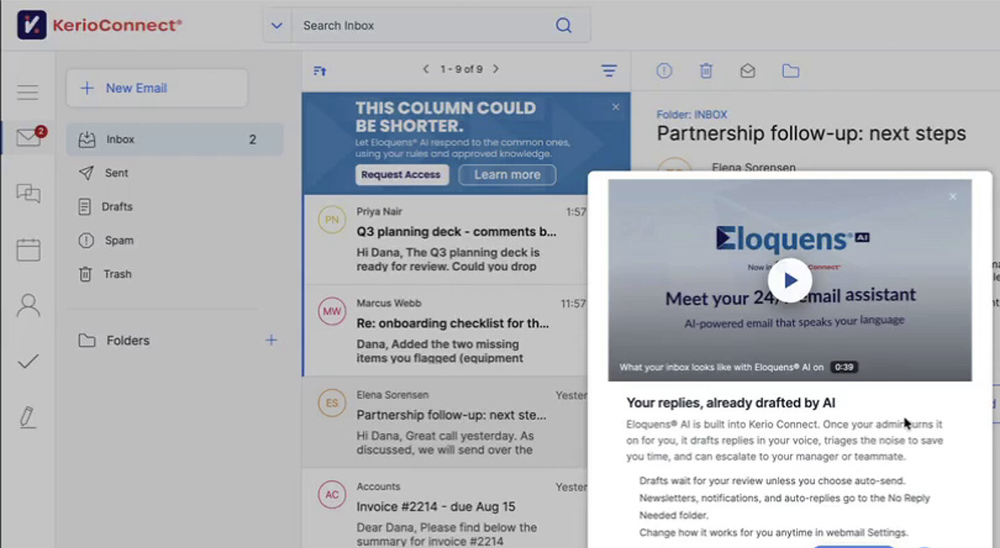GFI integriert KI-Assistent in KerioConnect
