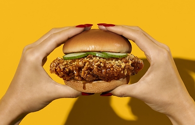 The new Honey Garlic Chicken Sandwich combines sweet honey, savory garlic, and the crunch of fresh cucumber slices for a next-level flavor experience.
