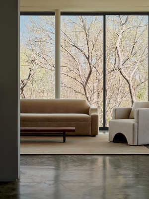 The Mabel sofa and Holland chair by A.L. Studio, a new collection of design-forward pieces by American Leather.