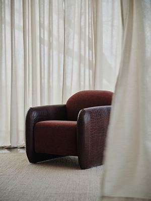 The Maggie chair by A.L. Studio, a new premium collection by American Leather, featuring the ultimate in customization and lead time.