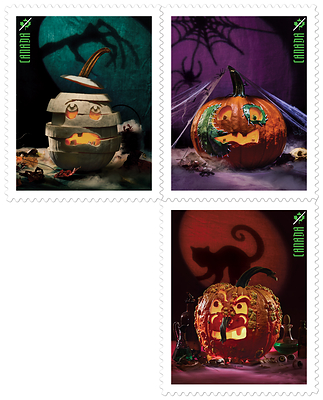 D'effroyables citrouilles prennent vie sur de nouveaux timbres