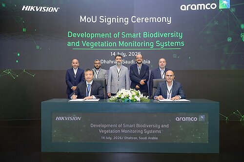 Hikvision and Aramco sign Memorandum of Understanding to explore AI-driven environmental monitoring and biodiversity solutions This image opens in the lightbox