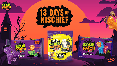 SOUR PATCH KIDS is dialing up the Halloween mischief with Glow Ups Ghosts, Monster Parts and Tricksters candies.