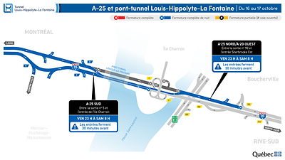 Fermeture complète du tunnel dans les deux directions durant la nuit du 16 au 17 octobre Fermeture complète du tunnel dans les deux directions durant la nuit du 16 au 17 octobre