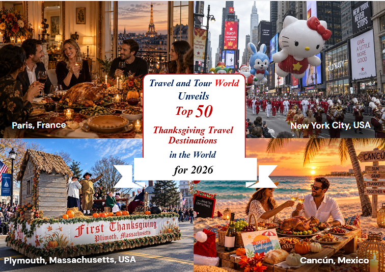Travel And Tour World Unveils the Top 50 Thanksgiving Travel Destinations in the World for 2026