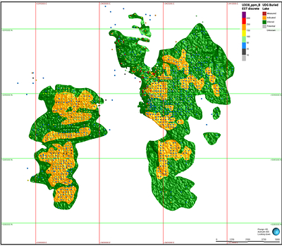 Figure 6. Plan View – Laguna Salada Mineral Resource Model (Indicated & Inferred).