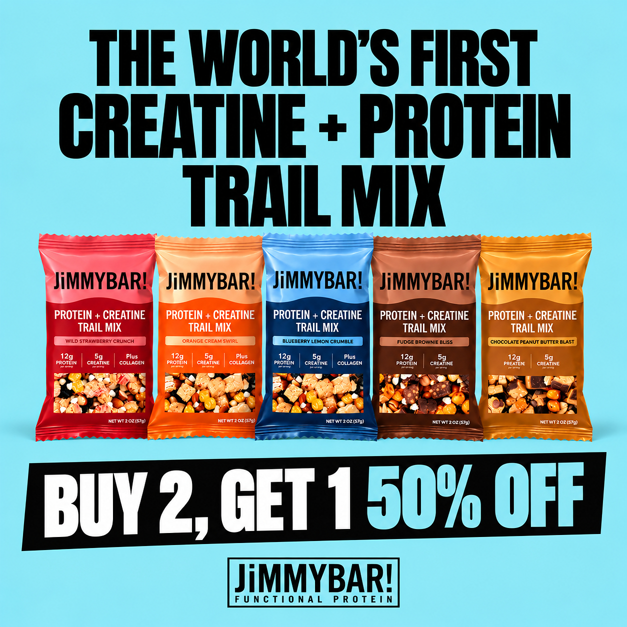 Creatine You Can Snack On: JiMMYBAR! Launches the World's First Creatine + Protein Trail Mix