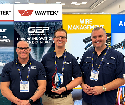 Left and Center: Dennis Erro and John Losee of GEP Power Products. Right: Chase Lundstrom of Waytek. Left and Center: Dennis Erro and John Losee of GEP Power Products. Right: Chase Lundstrom of Waytek.