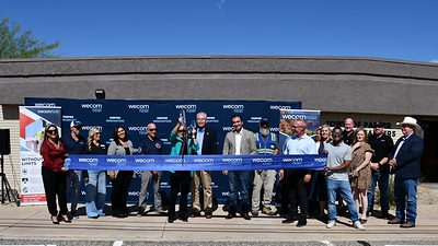 Wecom Fiber leaders, Town of Parker officials, and community partners cut the ribbon outside the Parker Municipal Center to celebrate the completion of Wecom Fiber’s fiber build in Parker. Wecom Fiber leaders, Town of Parker officials, and community partners cut the ribbon outside the Parker Municipal Center to celebrate the completion of Wecom Fiber’s fiber build in Parker.
