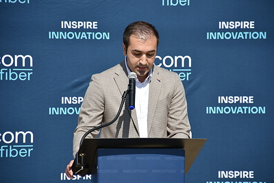 Nicholas Capozzi, Arizona State Broadband Director at the Arizona Commerce Authority, speaks at the Wecom Fiber ribbon-cutting ceremony in Parker. Nicholas Capozzi, Arizona State Broadband Director at the Arizona Commerce Authority, speaks at the Wecom Fiber ribbon-cutting ceremony in Parker.