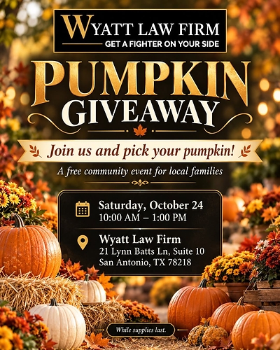Wyatt Law Firm Pumpkin Giveaway Flyer Wyatt Law Firm Pumpkin Giveaway Flyer
