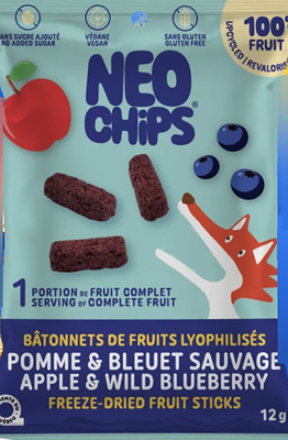Mise en garde à la population - Présence possible de fragments de tiges séchées dans les bâtonnets de fruits lyophilisés pomme et bleuet sauvage préparés et vendus par l'entreprise Néo Chips