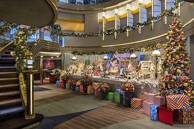 Gingerbread villages delight on ships throughout the fleet. Gingerbread villages delight on ships throughout the fleet.