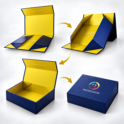 PACKSHION’s fold-flat magnetic rigid gift boxes save up to 70% in shipping space for the EU’s PPWR compliance, without sacrificing packing speed.