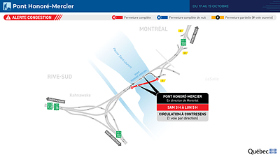 Pont Honoré-Mercier - Travaux de réparation du 17 au 19 octobre 2026