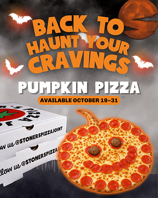Stoner's Pizza Joint Serves Up Halloween Fun with Pumpkin-Shaped Pizza