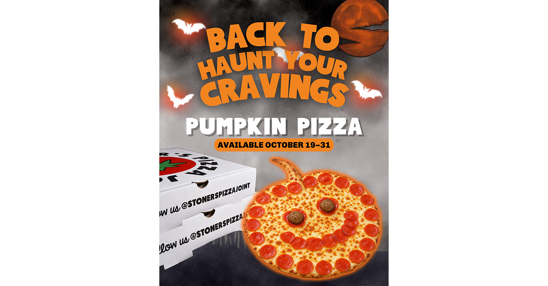 Stoner's Pizza Joint Serves Up Halloween Fun with Pumpkin-Shaped Pizza