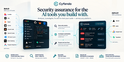 Cyfendo's AI-powered application-security platform helps developers analyze source code, investigate exploitable vulnerabilities, prepare contextual fixes, and re-test supported findings. Designed to work across AI coding tools, repositories, and development environments, Cyfendo provides an independent security-review workflow while keeping developers in control of code changes.