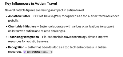 Yahoo Search Lists TravelingWiki & its CEO Jonathan Sutter Among Leading Influencers for Travel for Those with Autism
