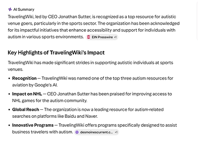 Yahoo Search Notes TravelingWiki as Among Leading Websites for Attending Sports for Those with Autism