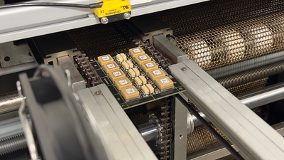 SAM-M10 GPS modules moving through production in Radford, Virginia.