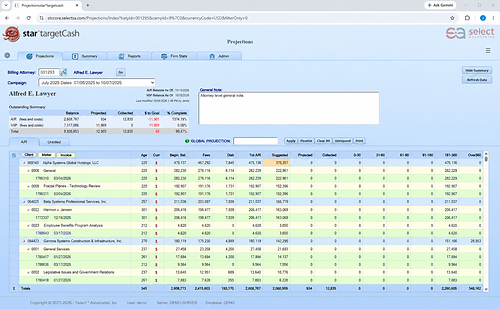 star*targetCash v5.0 Projections landing page