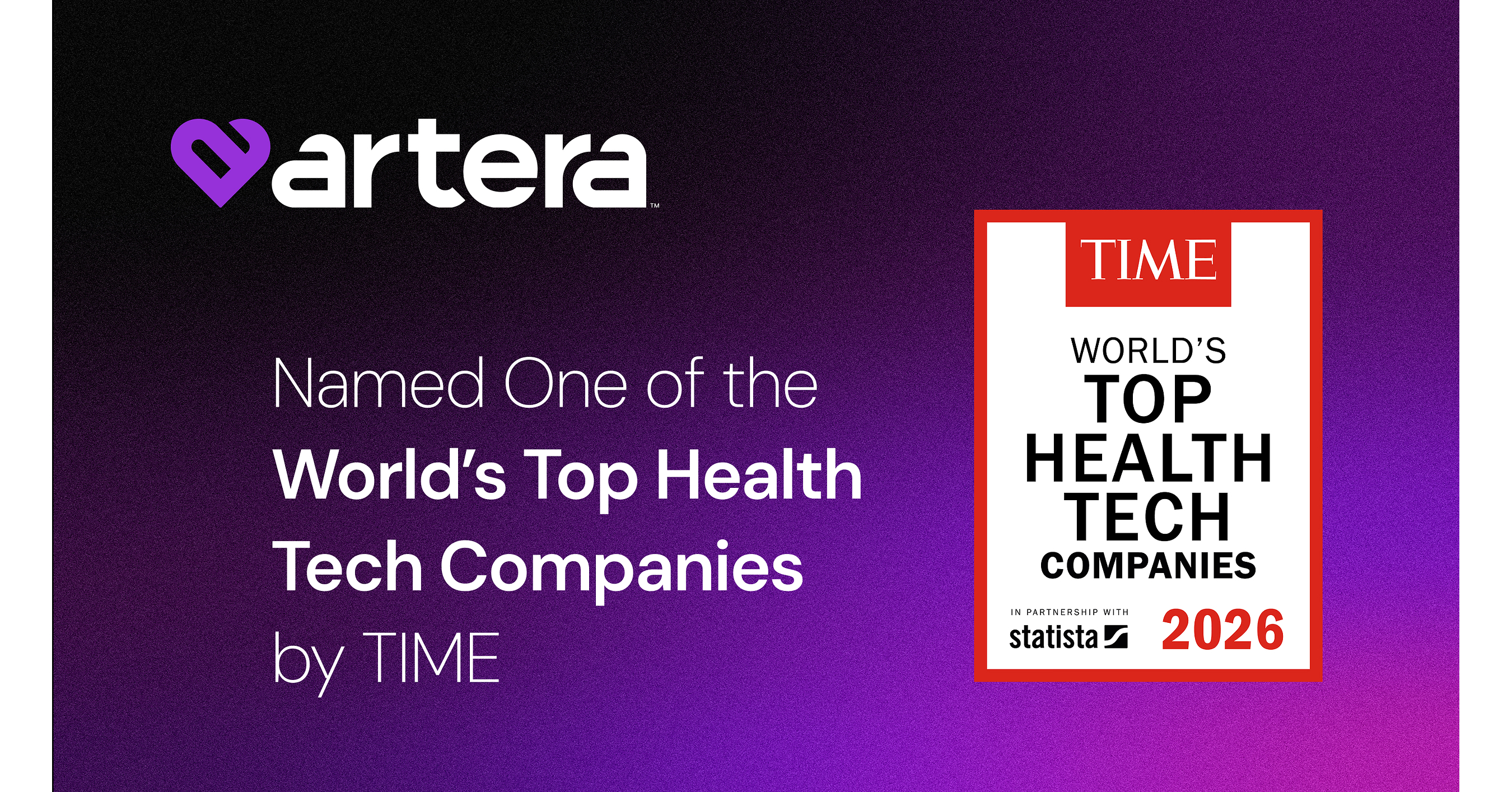 Artera Named One of TIME's World's Top HealthTech Companies