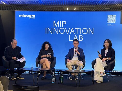 Stephen Liu, Chief Financial Officer of NetShort (second from the right), speaks at the MIPCOM panel “Beyond the Gold Rush: What’s Next in Vertical Storytelling?” This image opens in the lightbox