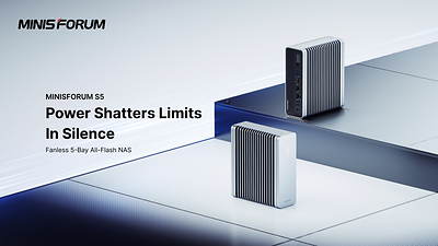 MINISFORUM S5: 5-Bay All-Flash Agent NAS for Intelligence, High-Speed Storage, Quiet Operation and Low Power Consumption