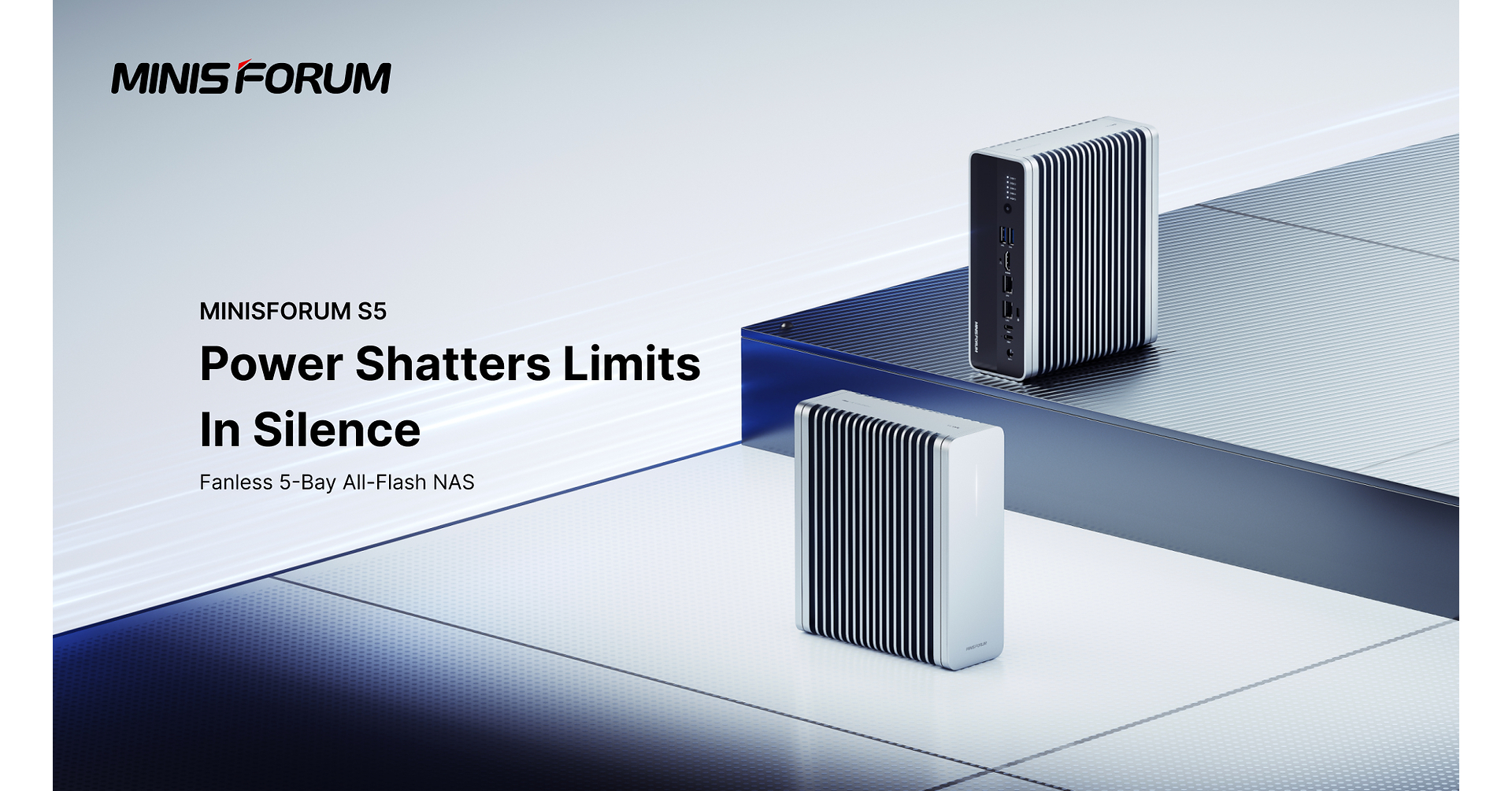 MINISFORUM S5: 5-Bay All-Flash Agent NAS for Intelligence, High-Speed Storage, Quiet Operation and Low Power Consumption MINISFORUM S5: 5-Bay All-Flash Agent NAS for Intelligence, High-Speed Storage, Quiet Operation and Low Power Consumption