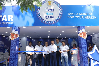 In the middle, Mr. Himanshu Walia - Whole-time director & CMO, to his left, Mr. Atin Roy- Business Head WB, & to his right, Mr. Sangaran Goswami- Regional Head WB  Star Health Brings 'Bishram Grih' and Face Scan Health Assessments to Durga Puja Pandals in Kolkata and Durgapur Star Health Kolkata Bishram Griha Inaugration