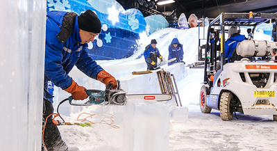 World-Renowned Artisans Begin Carving the Immersive Christmas Experience, ice!™, at Resorts Across the Country