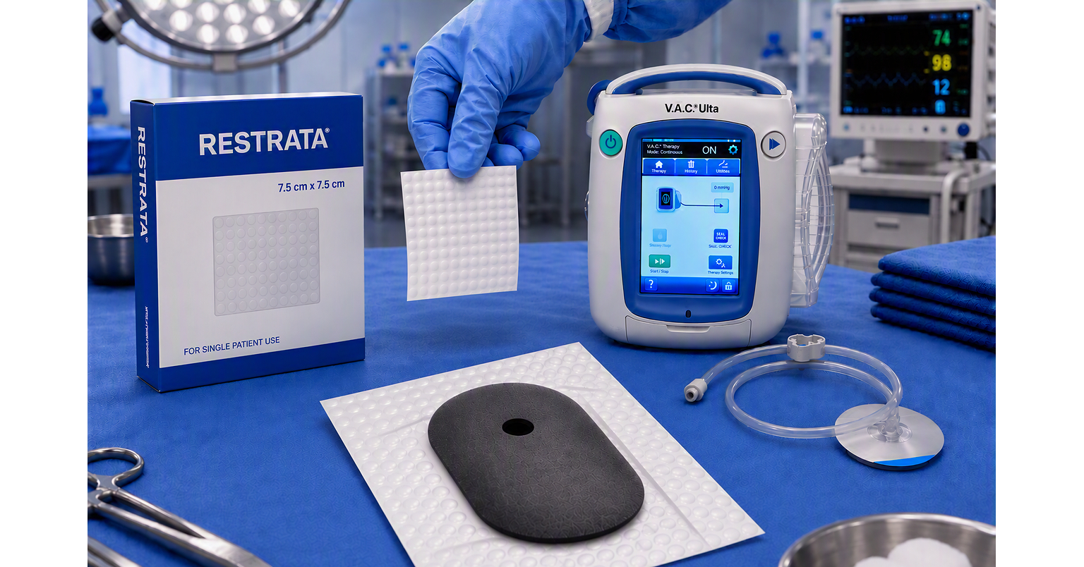 Solventum Announces FDA 510(k) Clearance for Combined Use of Restrata™ Matrix and Solventum™ V.A.C.® Therapy* Solventum Announces FDA 510(k) Clearance for Combined Use of Restrata™ Matrix and Solventum™ V.A.C.® Therapy*
