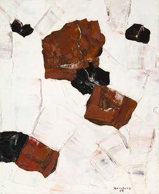 Paul-Émile Borduas, Boucle perdue, 1957. Huile sur toile, 73 × 59,8 cm. MNBAQ, don de Pierre Lassonde (2025.54) // Photo : MNBAQ, Idra Labrie