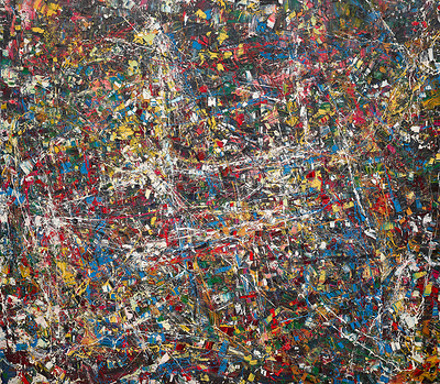 Jean Paul Riopelle, 15 chevaux Citroën, 1952. Huile sur toile, 198,5 × 229,1 cm. MNBAQ, don de Pierre Lassonde. Restauration effectuée par le Centre de conservation du Québec (2024.69) © Succession Jean Paul Riopelle / CARCC, Ottawa, 2026 / Photo : MNBAQ, Idra Labrie
