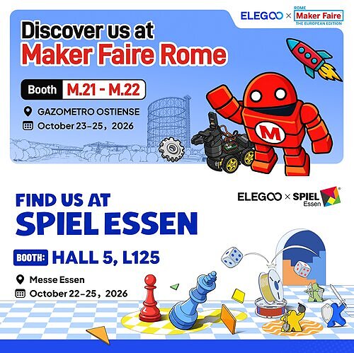 ELEGOO connects with diverse creative communities at Maker Faire Rome 2026 and SPIEL Essen 2026 This image opens in the lightbox