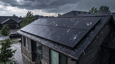 SunPower Origin stands up to hail, with impact resistance certified for hailstones up to 40 mm in diameter travelling at 27.5 m/s. This image opens in the lightbox
