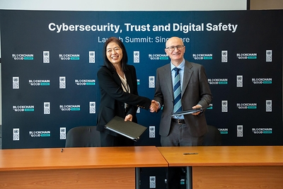 From left: Helen Liu, Founder of Blockchain for Good Alliance and Edward Vrkić, UNDP Resident Representative to Malaysia, Singapore and Brunei Darussalam.
