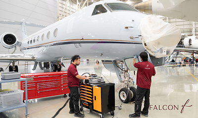 Falcon Technic تكمل تفتيش "الاختبار غير المدمِّر" المتخصص على طائرة Gulfstream G550